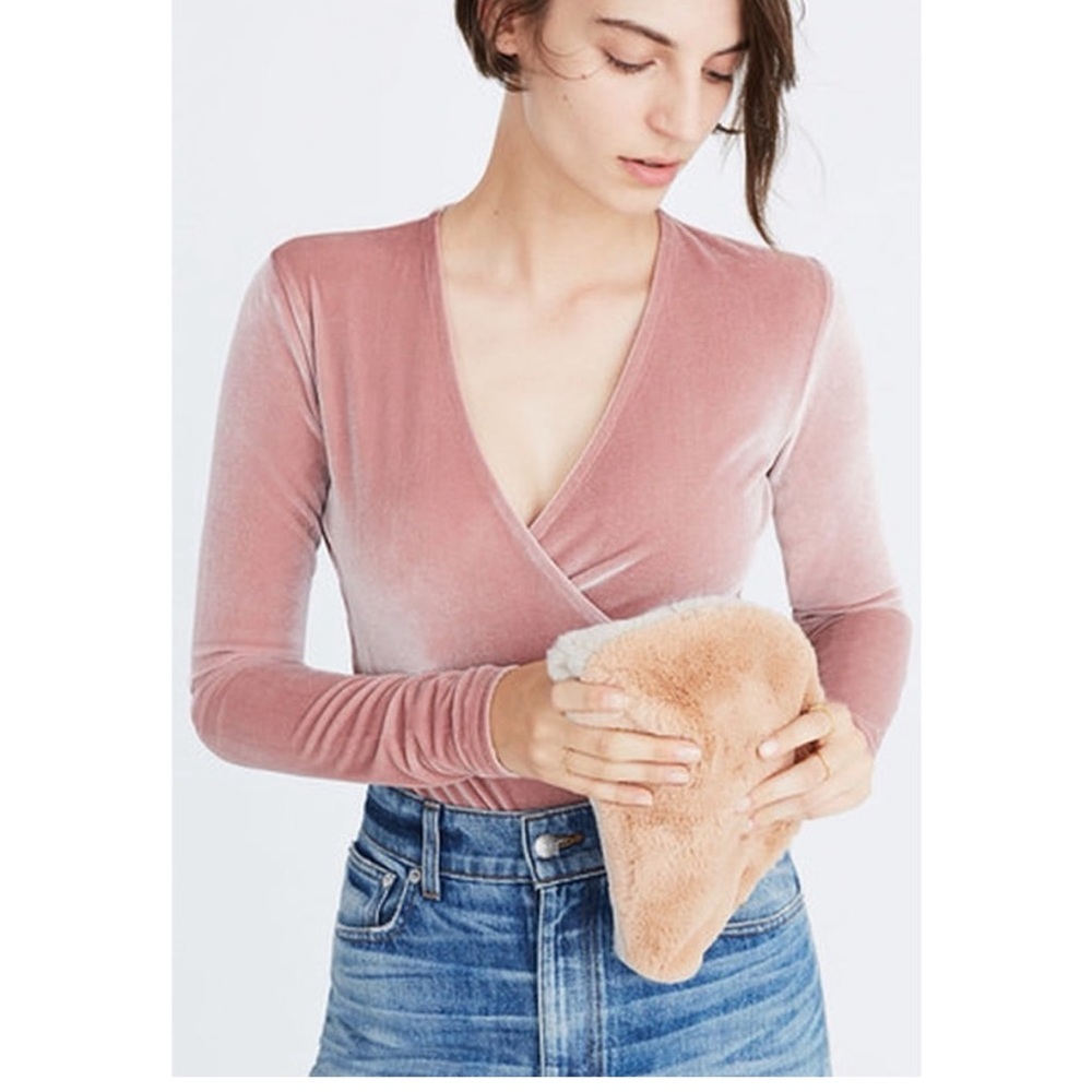 Madewell Stretch Velvet Wrap Bodysuit